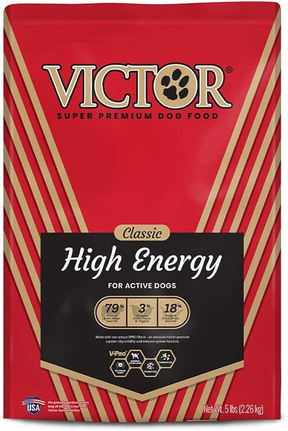 VICTOR Super Premium Dog Food  High Energy Dry Dog Food for Active Dogs  Gluten Free Dog Food with Beef and Chicken Meal Proteins for Sporting Dogs  All Breeds and All Life Stages, 5 lb