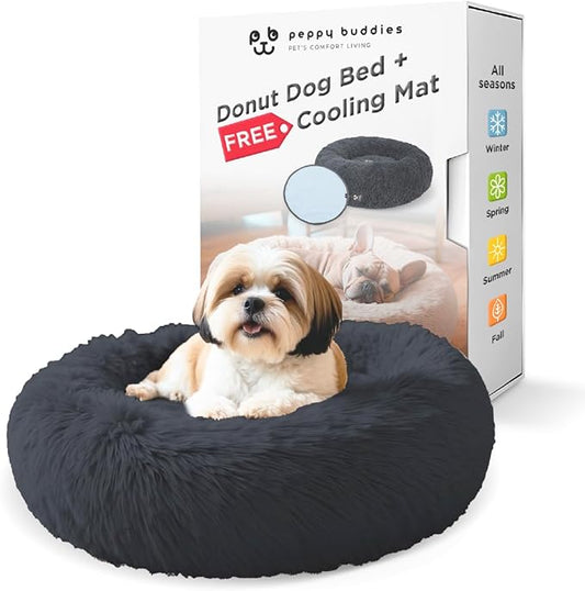 SmallDonut Dog Bed, Calming Dog Bed Washable Ideal for Small to Large Dogs and Cats & Round Dog Bed,Anti-Anxiety Multiple Sizes(Blue, Combo X-Small (21" L x 21" W x 7" Th))