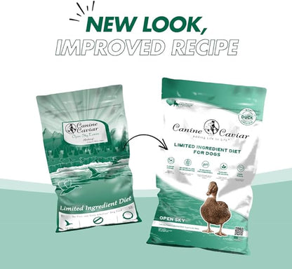 Canine Caviar - Open Sky: Duck & Teff Alkaline Dry Dog Food, Limited Ingredients, Gluten-Free, Based on Science & Research, Veterinary Alternative Diet (22 Pound Bag)