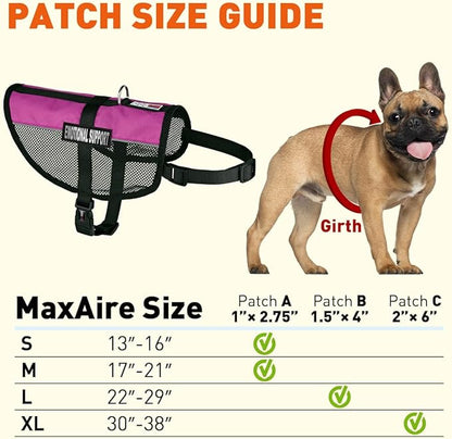 Dogline MaxAire Multi-Purpose Mesh Vest for Dogs and 2 Removable Emotional Support Patches, Medium, Pink