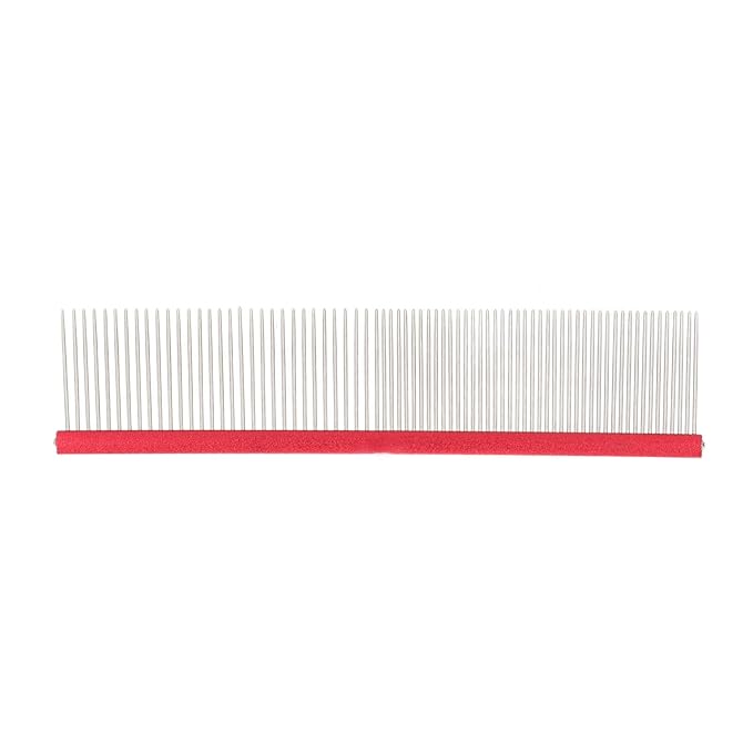 Greyhound Comb For Dogs, Metal Comb For Dogs Metal Dog Comb Cat Comb For Removing and Knots Dog Combs with Rounded Ends Grooming Tool For Long Short Haired Dog (Red