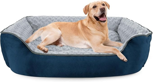 JOEJOY Rectangle Dog Bed for Large Medium Small Dogs - Washable Orthopedic Sofa Bed, Soft Breathable Puppy & Pet Cuddler, Durable Calming Dog Bed with Anti-Slip Bottom, Multiple Sizes, Navy Blue