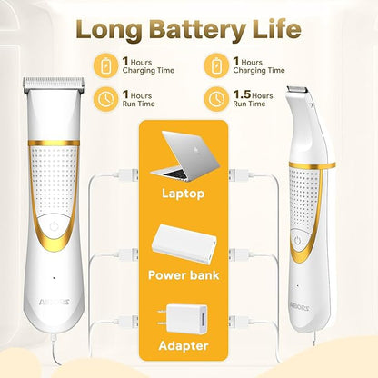 Small Dog Grooming Kit, 4 in 1 Electric Cordless Dog Paw Trimmer with Nail Grinder, Low Noise Dog Nail Trimmers, IPX7 Waterproof Small Dog Grooming Clippers for Paws, Ears, Face, Hip Hairl