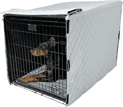 4Knines Dog Crate Cover, Water Resistant Pet Kennel Protector, Quilted (Grey, 42)