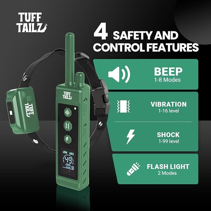 Dog Shock Collar - 4265FT Dog Training Collar with Remote Control Waterproof IP67 Dog Training Collar for Small Medium Large Dogs Rechargeable Electric Dog E Collar Beep Collar (Green)