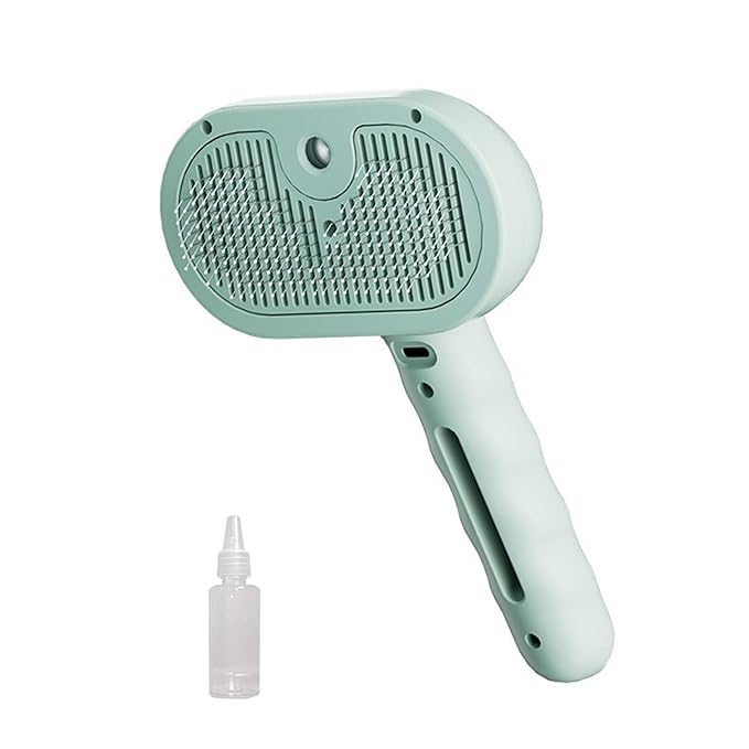 3 - in - 1 Pet Steam Brush for Cats & Dogs - Suitable for All Hair Types! One - Click Spray; Comfortable Massage; Superior Deshedding & Skin Care; Quiet Operation at 36dB (Green)