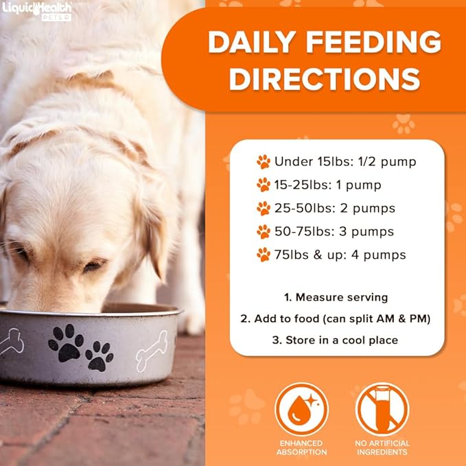 Liquid Health Pets K9 Omega 3 Fish Oil for Dogs - Liquid Omega 3 Supplement for Pets with EPA + DPA + DHA - Reduce Itching & Shedding, Support Joints, Immunity, Brain & Heart Health - USA Made (16 oz)