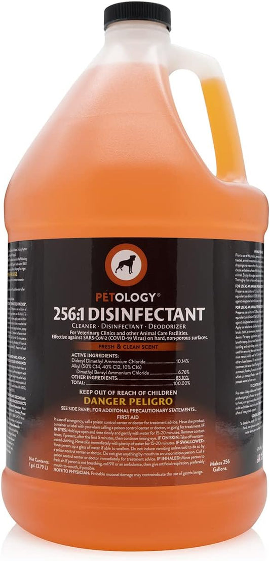 256:1 Disinfectant, 1 Gallon - Liquid Concentrate Disinfectant and Deodorizer, Sanitizer for Veterinary Clinics and Kennels, Effective Against Viruses and Bacteria (Fresh and Clean)