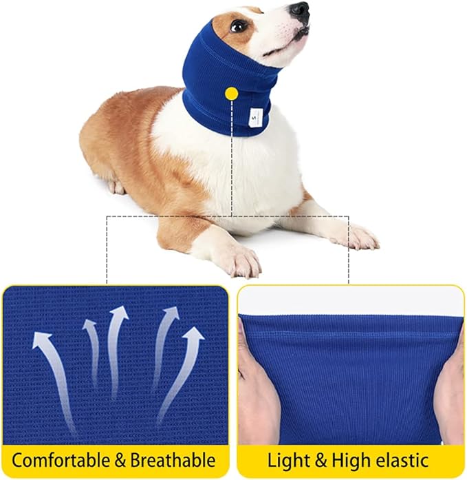 Quiet Ears for Dogs with Dual Sides Dog Brush and Dog Comb, Dogs No Flap Ear Wraps for Anxiety Relief, Calming, with Professinal Grooming Brush