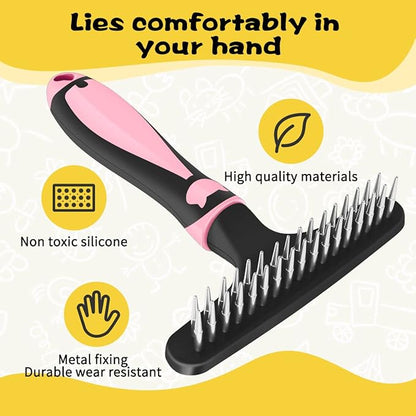 Pet Hair Remover, Dog Cat Hair Remover, Multipurpose - Fuzz & Hairball Reducer, Carpet Groomer, Suitable for Rugs & Carpets (Pink)