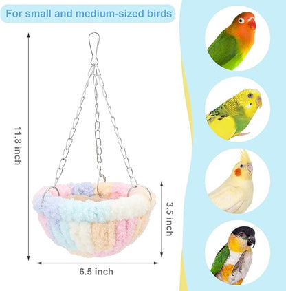 Wontee Bird Nest Bed Parrot Hanging Swing Hammock Bird Cage House for Budgies Parakeets Cockatiels Lovebirds Conures (Multi-Colored)