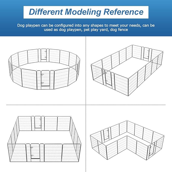 40 Inch Height 16 Panels Dog Playpen Outdoor/Indoor Heavy Duty Pet Playpen with Doors Heavy Duty Foldable Metal for RV, Camping, Yard