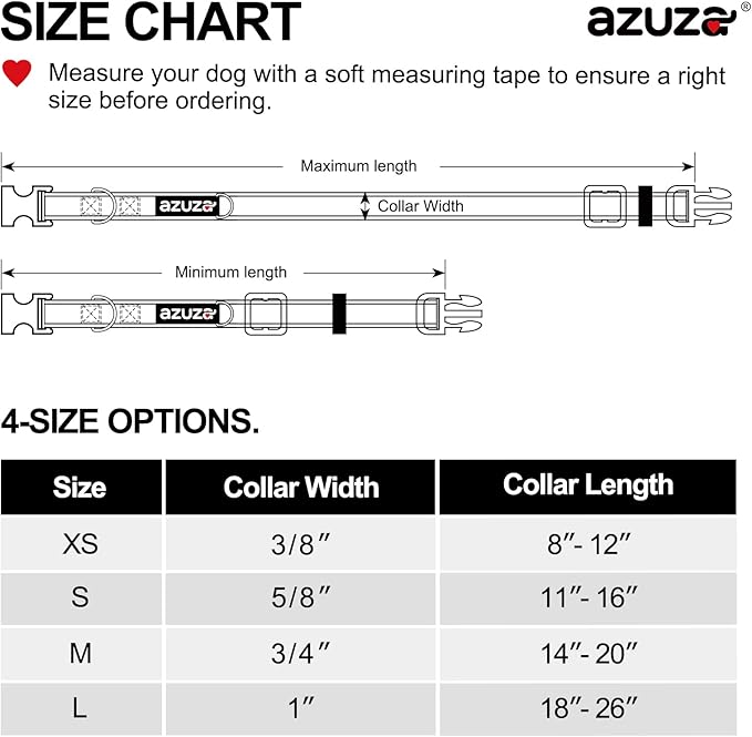 azuza 3 Pack Dog Collars Comfortable and Adjustable Nylon Dog Collars for Puppy Small Dogs, XS (8-12inch)ï¼_ink, Hot Pink and Purple