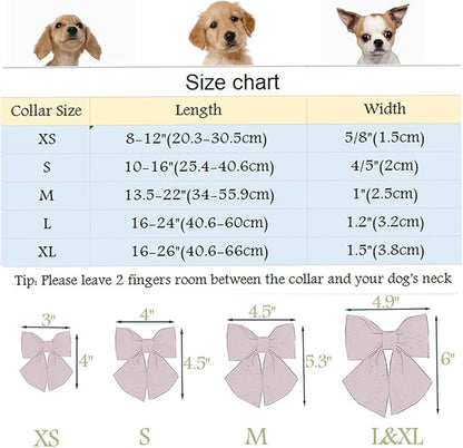 ARING PET Fall Dog Collar-Cotton Maple Leaves Dog Collar with Bowtie, Adjustable Autumn Leaves Dog Collars Pet Necklace with Metal Buckle for Girl&Boy Dogs