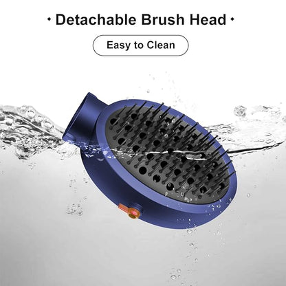 Dual Sided Hair Dryer for Dogs and Cats, Massage Blower with Metal and Nylon Brush, Grooming Comb with Flexible Soft Bristles for Medium to Large Pets (Prussian Blue)