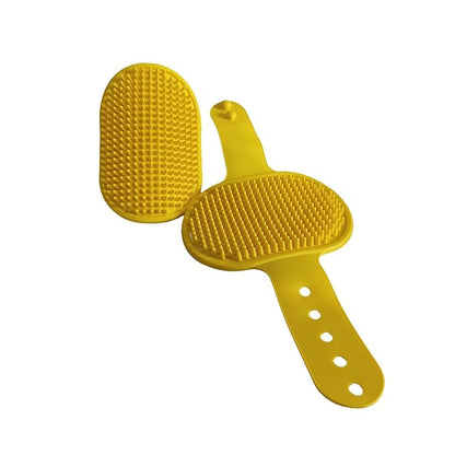 2Pcs Pet Brushes Dog Bath Brushes Cat Massage Bath Pet Cleaning Gloves with Adjustable Ring Handle,Yellow