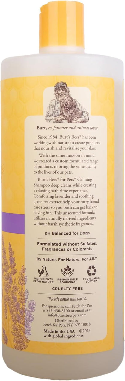 Burt's Bees for Pets Calming Dog Shampoo with Lavender and Green Tea, 95% Natural Origin Formulas, Calming Lavender Dog Shampoo - Gentle Dog Shampoo, Best Dog Shampoo, Lavender, 32 oz