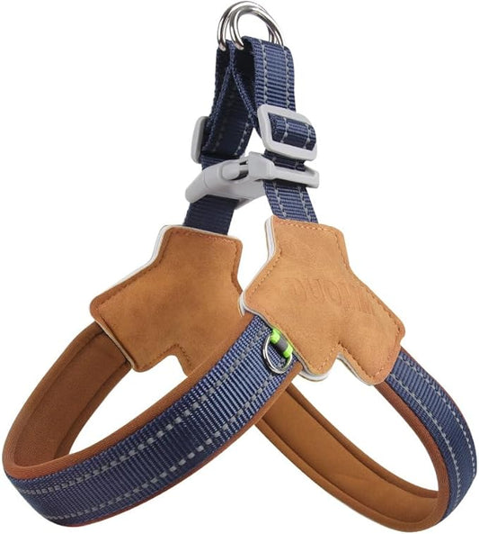 Dog Harness Y-Shaped Harness Breathable Heat Dissipation Easy to Wear Night Reflective Signs for Small and Large Dogs to Wear (Dark Blue,XL Bust 24in-28in)