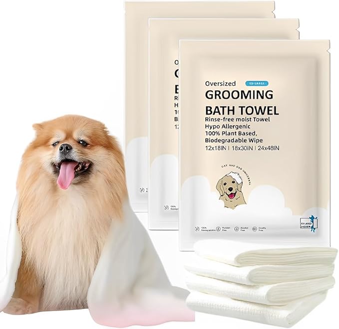 Toner Depot XL Pet Grooming Bath Wipes, Huge Rinse-Free Towels for Cleaning and Deodorizing Plant-Based Hypoallergenic Wipes for Dogs and Cats, 3 Pack (XL 18x30)