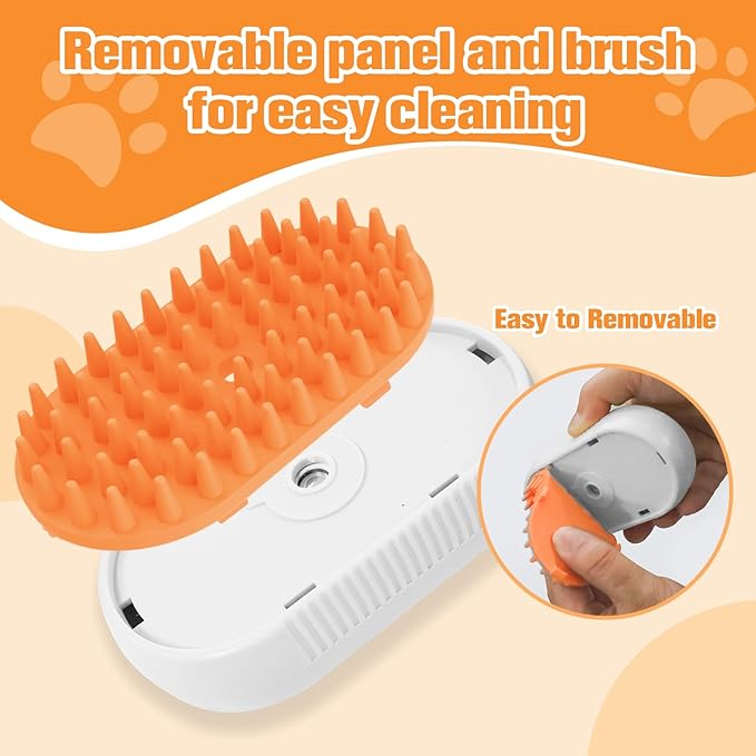 Cat Steam Brush for Shedding,3 in1 Cats Water Spary Comb,Rechargeable Steamy Cat Brush,Spritz Defur Comb for Cats,Silicone Pets Steamer Brushes for Massage,Grooming,Removing Loose Hair Yellowish&White