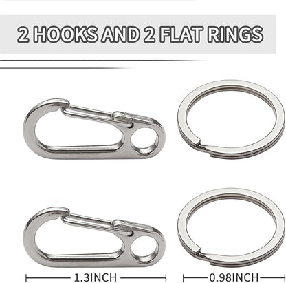 Dog Tag Clip for Collar 2 Pcs,Dog Tag Holder for Pet Collar, Secure Dog Tag Ring, Micro Carabiner, Pet Tag Clip - Stainless Steel, Dog Tag Holder Silvery