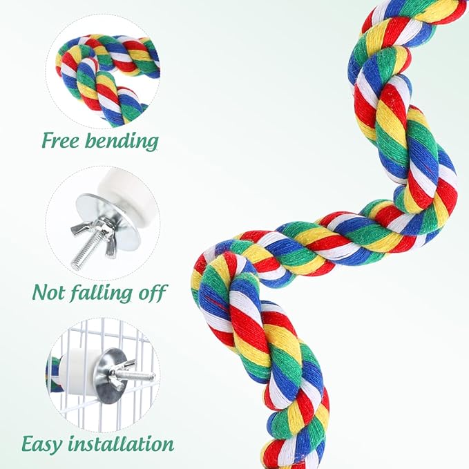 1pc Parrot Cotton Rope Chewing for Birds Climbing Rope Perch for Parrots Budgies and Cockatiels Bird Supplies for Exercise and Fun