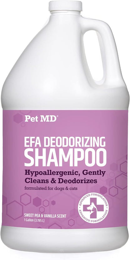 Pet MD EFA Deodorizing Shampoo for Dogs & Cats - Hypoallergenic Dog Shampoo for Sensitive Skin, Dry Skin, Itching, and Flaking - Professional Dog Shampoo Gallon