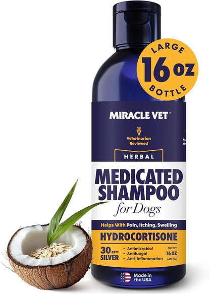 Medicated Dog Shampoo for Itchy Skin Relief - Yeast Infection Treatment for Dogs & Dog Allergy Relief Hot Spot Treatment - Hydrocortisone Antifungal Shampoo (16 oz)