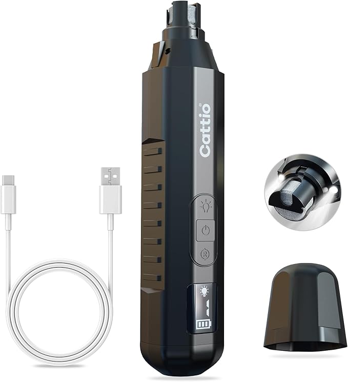 Dog Nail Grinder - Professional Electric Dog Nail Trimmer for Dogs & Cats Quiet Painless Grooming & Smoothing Dog Nail Clipper & File Included - Suitable for Small Medium Large Pets (Black)