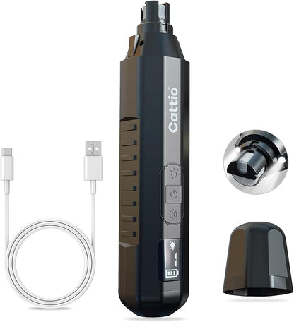 Dog Nail Grinder - Professional Electric Dog Nail Trimmer for Dogs & Cats Quiet Painless Grooming & Smoothing Dog Nail Clipper & File Included - Suitable for Small Medium Large Pets (Black)