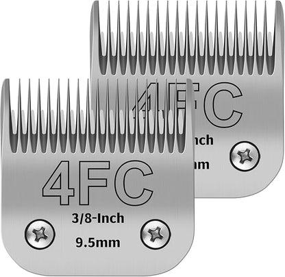 4FC Pet Dog Grooming Detachable Ceramic Blades Kit,Compatible with Andis,Oster A5,Wahl KM10 Clippers,Cut Length 3/8"(9.5mm) -2 PCS