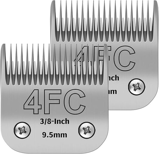 4FC Pet Dog Grooming Detachable Ceramic Blades Kit,Compatible with Andis,Oster A5,Wahl KM10 Clippers,Cut Length 3/8"(9.5mm) -2 PCS