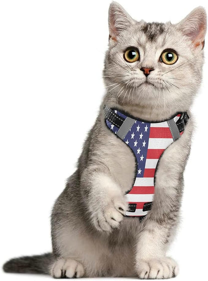 DogCat Harness,Adjustable Soft Padded Pet Dog VestReflective NoChoke Pet Harness Easy Control Front Clip for Small, Medium, Large DogCat American Flag, S, g72466164p610c650s1334