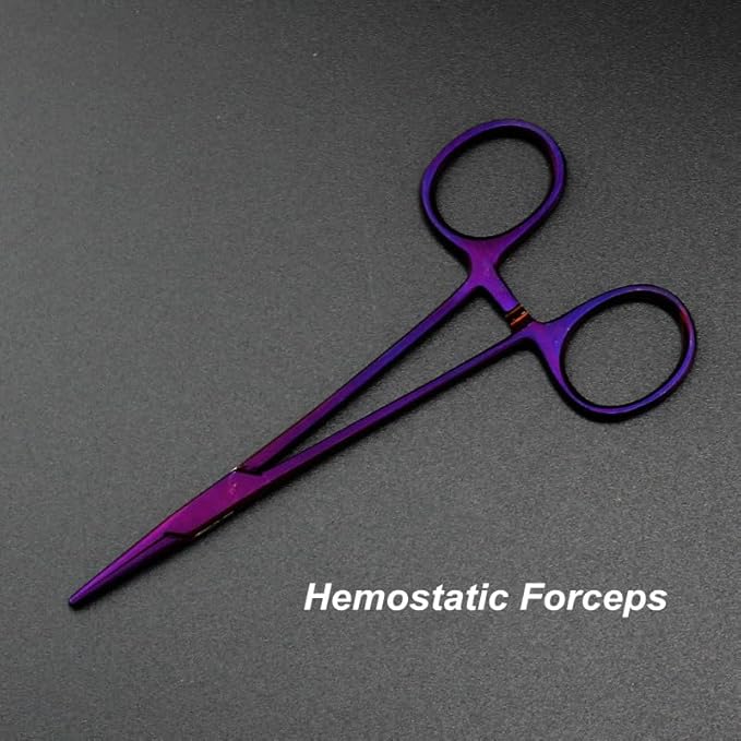 7.0" Dog Scissors Pet Grooming Kit Round-tip Safety Scissors Fishbone Teeth Shears with Forceps Hairdressing Hair Styling Tool Gift Set 5 Pieces (Purple)