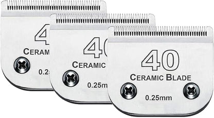 3PCS 40 Blades Dog Grooming Replacement Blades Compatible with Andis Dog Clipper,Ceramic Blade & Stainless Steel Blade
