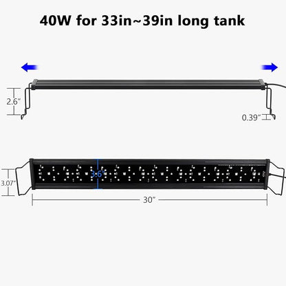 hygger New Mode 24/7 Timer LED Aquarium Light, Auto On Off Full Spectrum Fish Tank Light Fish Colorful/Sun/Nightlight/Wrgb Cycle Mode for Freshwater Plants Tank (for 33in~39in Long Tank)