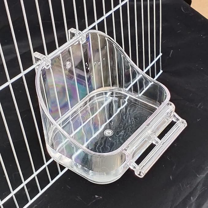 YJJKJ Pet Bird Bath Box, Bird Caged Parrot Bathing Tub, Bird Cage Accessory Bathing Tub Bath for Small Brids Parakeet Canary Budgerigar Lovebirds (Random Color)