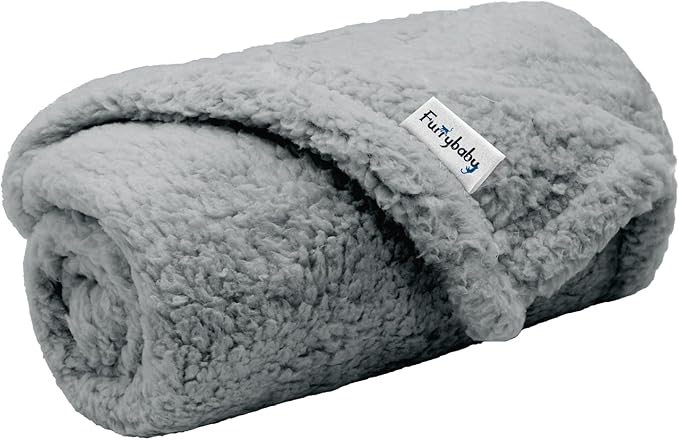 furrybaby Dog Blanket Soft Dog Blankets for Small Dogs Puppy Essentials Washable Sherpa Fleece Cat Blanket 24x32 Inches for Bed Furniture Couch Sofa (Small, Grey)
