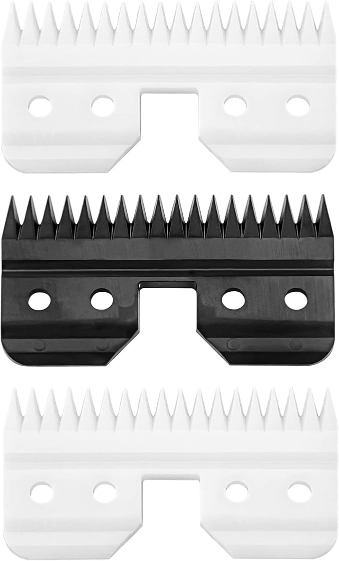 3pcs Oster Fast Feed Clipper Ceramic Blade - Pet Dog Cat Grooming Clipper Replacement Blades, for A5 Trimmer Series, for Andis 18 Teeth Detachable Ceramic Blade Part, for Wahl KM2 KM5 KM10