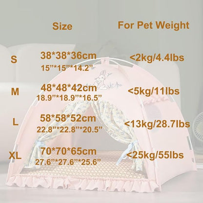 Cute Cat Teepee Cave, Cat Tent Foldable Indoor Outdoor with Thick Mat,Puppy Bed Tent,Bunny Pet Tent Teepee,Portable Dog House Teepee Tent, Cat Bed,Dog Bed Tent,Puppy Bunny,Pet Tent Teepee (Z1, M)