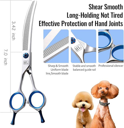 Dog Grooming Scissors: Left Handed 7 inch Pet Shears Made Of Japanese 440C Advanced Stainless Steel Professional Grooming Scissors for Dogs Cats and Other Pets