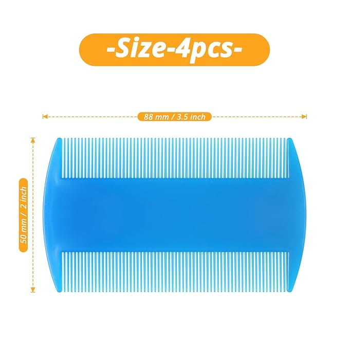 Double Sided Fine Tooth Comb for Adults Dog Cat Pet's Long, Short, Fine, Thick Hair(4 Pack)