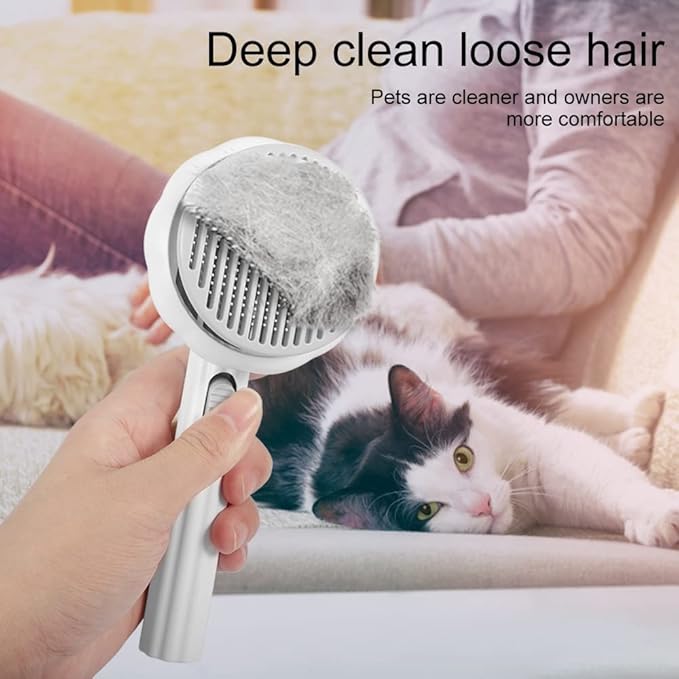 Pet Grooming Brush,Cat Brush for Shedding,Self Cleaning Slicker Brush for Short and Long Haired Dogs Cats Rabbits,Dog Brush Gently Removes Loose Undercoat, Mats and Tangled Hair-Pumpkin White