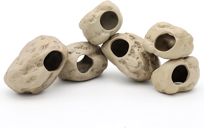 Aquarium Decorations Stackable Ceramic Cave Betta Fish Tank Accessories Rock Cave Decor 6-Piece Set