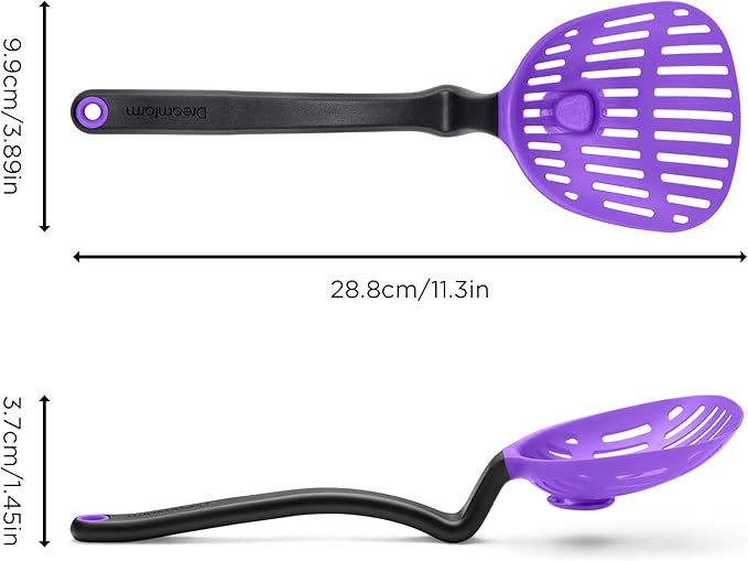 Dreamfarm Lestrain 2-In-1 Drip-Catching Sit-Up Slotted Cooking Spoon Scoop & Strainer - 11" Purple