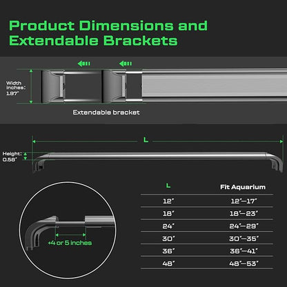 LED Aquarium Light with Remote, IP67 Waterproof Freshwater Planted Grow Light, Full Spectrum Fish Tank Light with Timer, Dimmable RGB+W, Upgrade Appearance, High Performance (30-35inch)