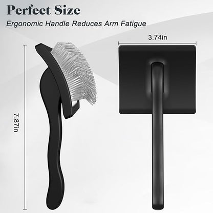 2PCS Slicker Brush for Dogs & Pet Comb,Professional Dog Grooming Brush (Goldendoodles,Poodles,Labradoodles) with Extra Long Pins to Effectively Remove Tangles, Knots and Mats (Black Large)