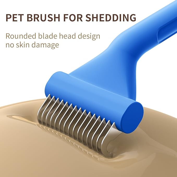 Dog Brush for Shedding cat deshedding grooming supplies for indoor short long hair pet dematting undercoat rake for brish poodle remove matted fur slicker best comb tool cepillo para perros. (Blue)