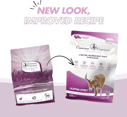 Canine Caviar - Leaping Spirit: Venison & Pearl Millet Alkaline Dry Dog Food, Limited Ingredients, Gluten-Free, Based on Science & Research, Veterinary Alternative Diet (4.4 Pound Bag)