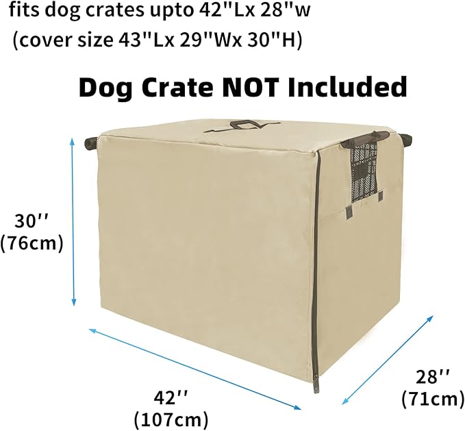 42 Inch Dog Crate Cover Dog Kennel Cover, Large XL Dog Crate for Large Dogs Wire Dog Cage with1 2 3 Doors, Waterproof 600D Oxford Fabric Indoor/Outdoor Khaki